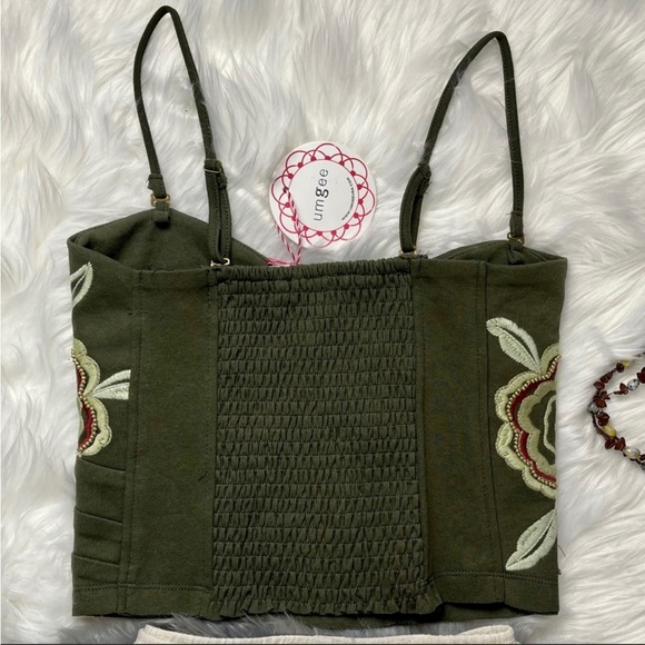 BNWT Umgee bodice shirt in khaki green with removable straps - Picture 5 of 10